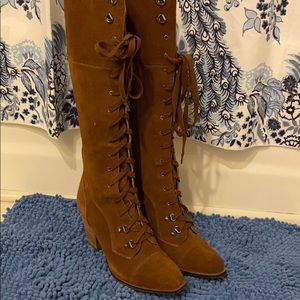New brown Chinese Laundry lace up Granny boots